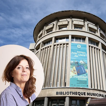 Photo de la Bibliothèque d'étude et du patrimoine et de Maylis de Kerangal