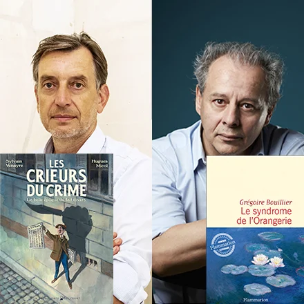 Portraits de Grégoire Bouillier et Sylvain Venayre et de leur livre