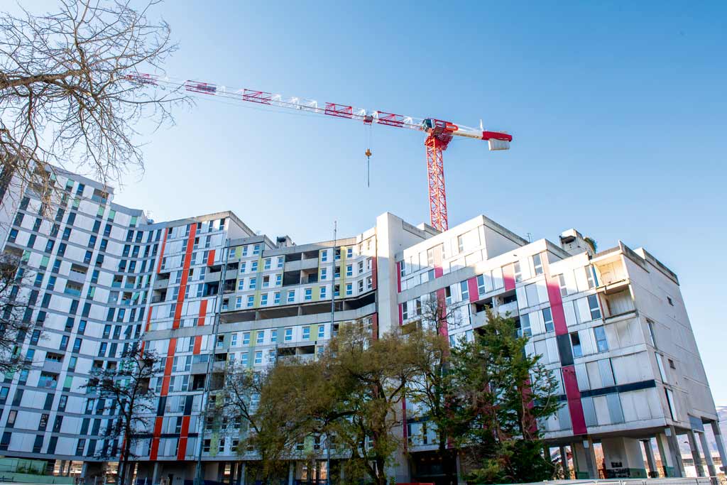 Les immeubles de la galerie de l'Arlequin sont en pleine rénovation.